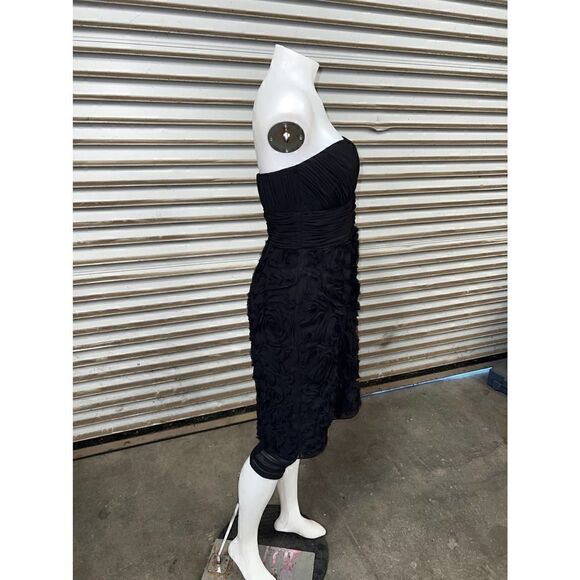 JS Collections dress Strapless Chiffon evening Black sweetheart back zip lined - Picture 5 of 10